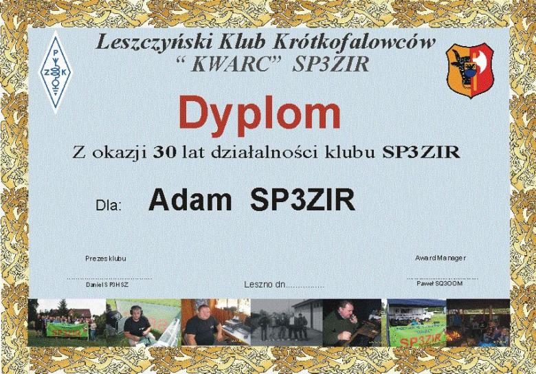 SP3ZIR 30 jaar award