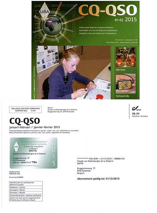 CQ-QSO 01-02/2015 en het verzendingsblad