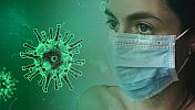 Image du CORONA virus et visage avec masque buccal