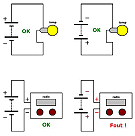 Eenvoudig schema met gloeilamp en batterij