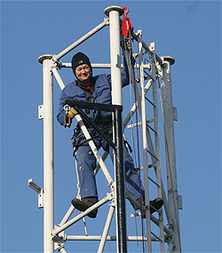 ON7TK on his tower